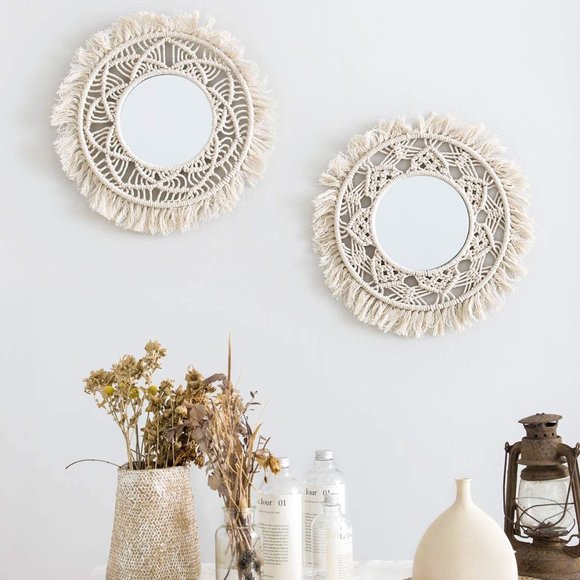 Urban Outfitters Other - 2pc Urban Outfitter Macrame Boho Wall Mirror Hang